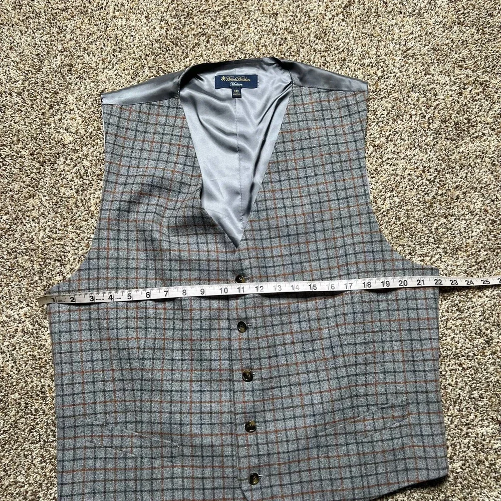 NWOT Brooks Brothers Madison Wool Windowpane Vest Lined Gray Brown Mens Size 48R - Picture 4 of 9